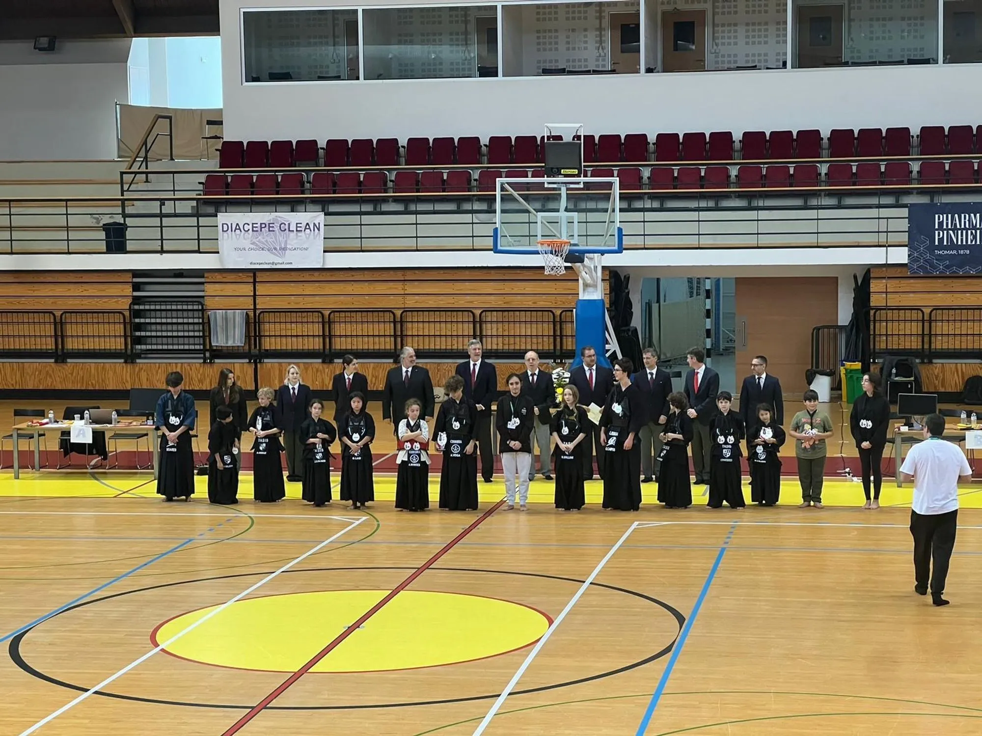 Wide view of the competition hall with all competitors
